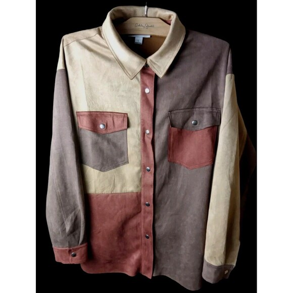 Hyfve Shacket Size L Feeling Of Fall Colorblock Snap closure Pockets - Picture 2 of 6